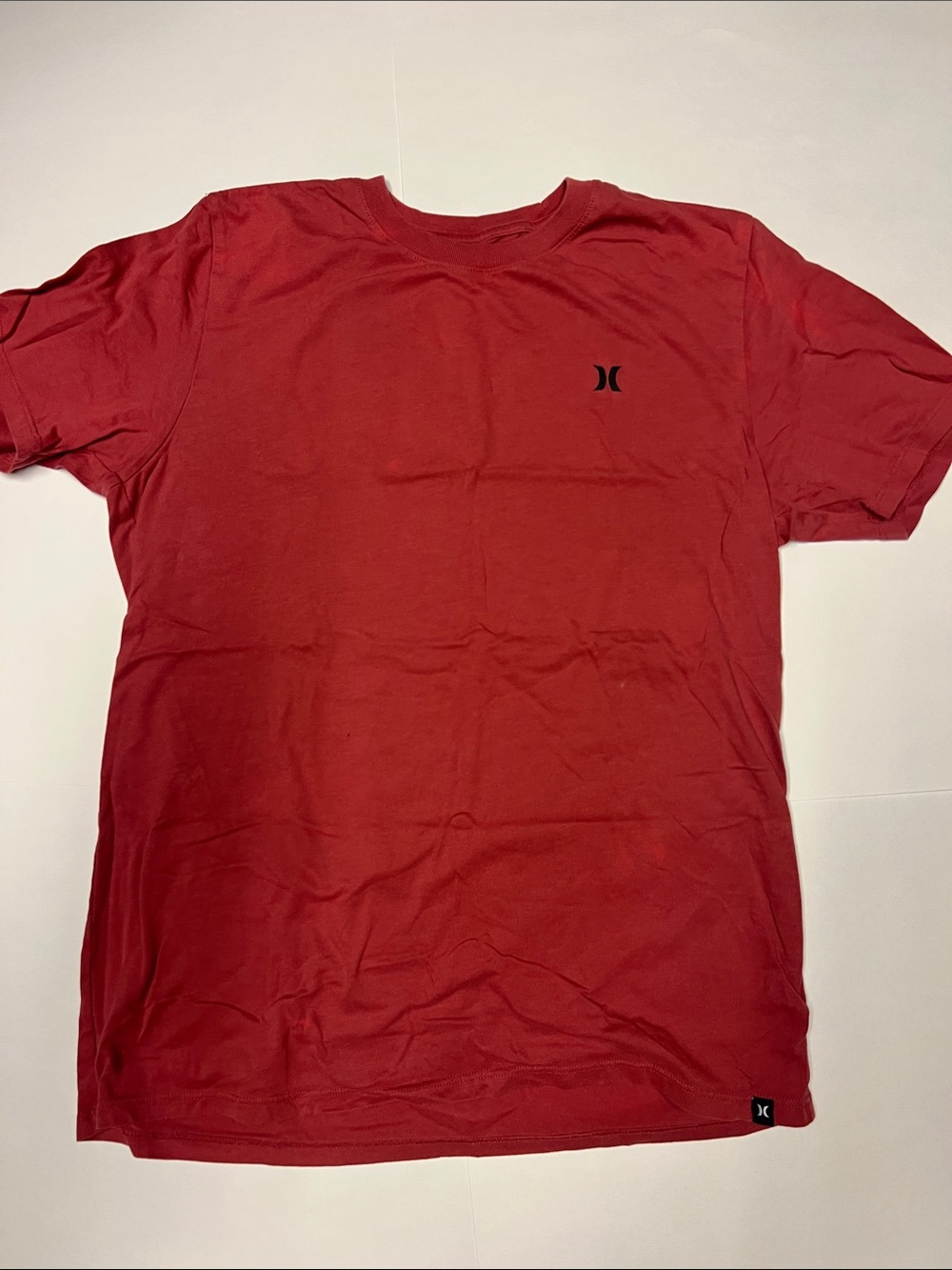 Hurley Men's Red Short Sleeve Crew Tee with Small Logo by Nike Dri-Fit